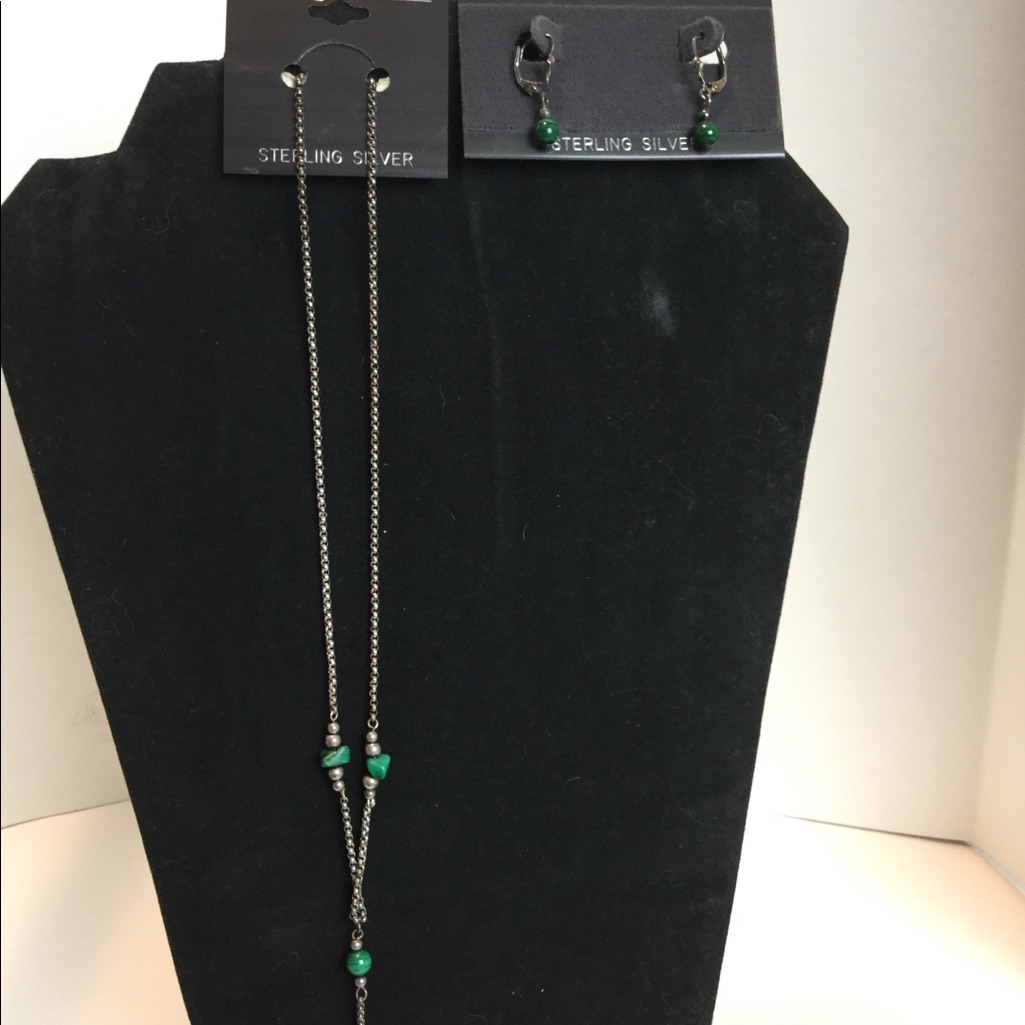 Green Jasper Necklace And Earring Set